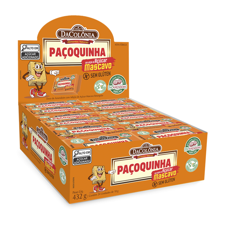 Paçoquinha Retangular com Mascavo - Display 432g